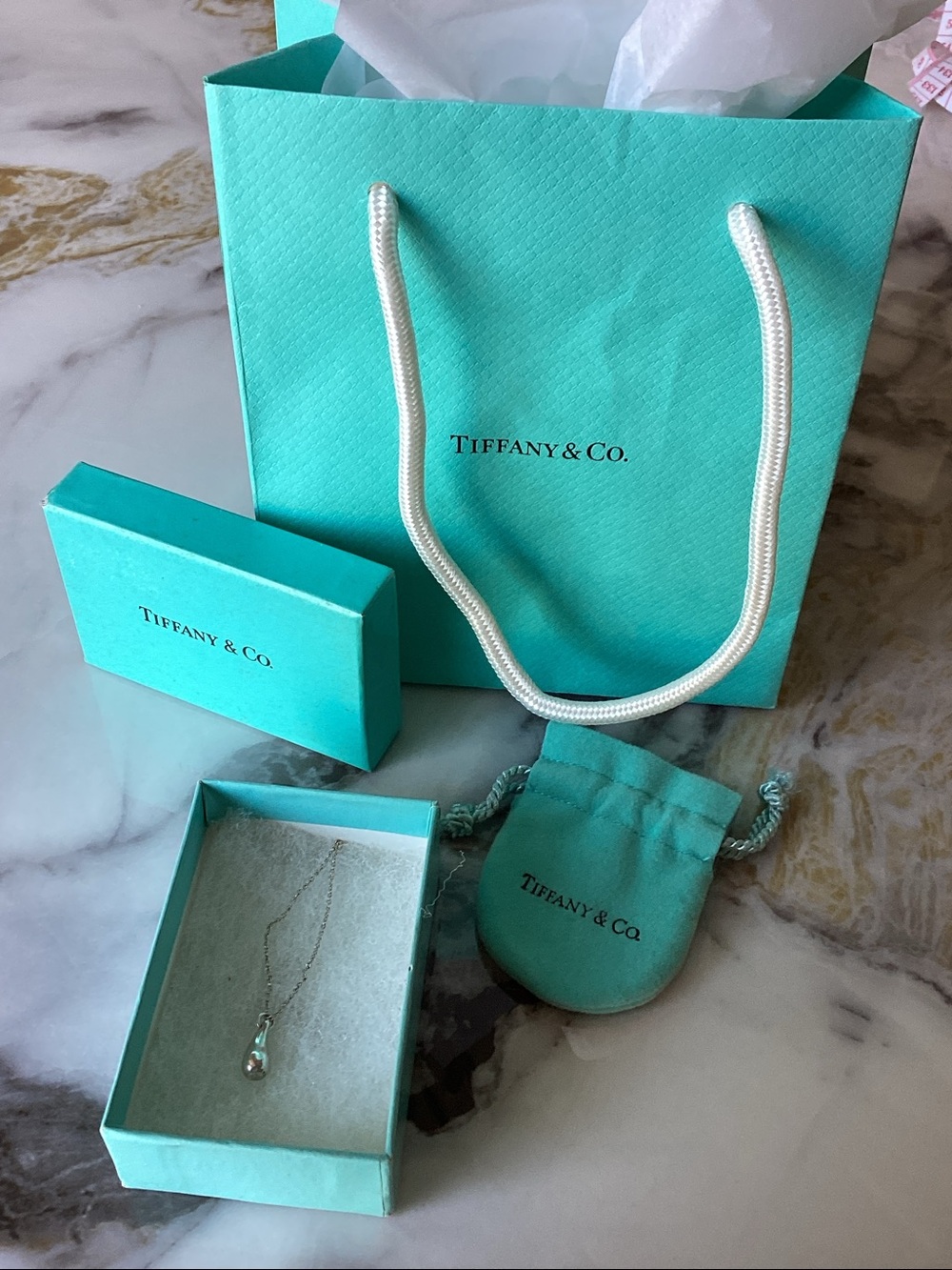 Tiffany & Co. Sterling Silver Elsa peretti teardrop necklace